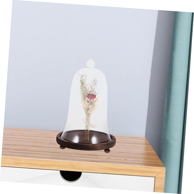 Garneck 1set Micro Landscape Eternal Life Flower Glass Cover Base for Home and Shop Decoration Elegant Flower Display and Showcase Adornment for Parties and Events