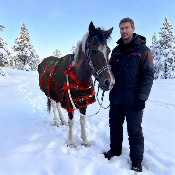 Mini Horse Pony Foal Miniature Horses Turnout Blanket, Winter Blanket for Horses with Belly Wrap, Donkey Blanket, 1200 Denier Waterproof &Breathable/220g Filling (55IN)