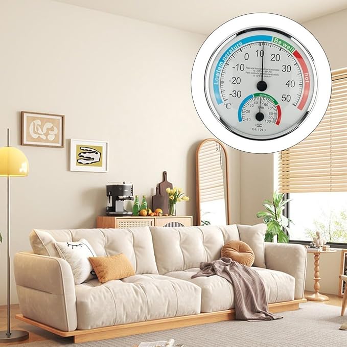 Analogue Room Climate Monitor with Temperature Humidity Gauge for Wall Mount or Stand, Indoor Use in Bathroom Sauna Nursery Bedroom Terrarium Reptile(6pcs)