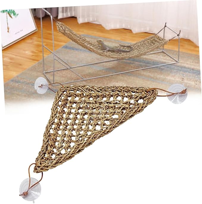 Yardwe Stable Triangle Reptile Hammock for Lizards Small Crabs and Geckos Elevated Swing Bed with Suckers for Comfortable Play and Shedding Support