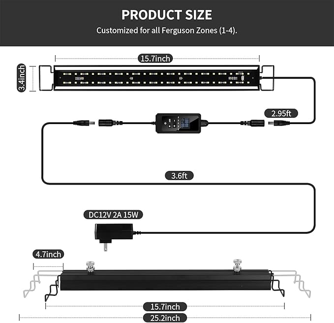 Zingbabu UVB Reptile Light, Dimmable UVA UVB Lamp with Timer & 3 Modes, Adjustable 5.0-20.0 Output, 6500K Daylight LED Reptile Tank Light for Bearded Dragon, Snake, Turtle, 10-40 Gallon (16 INCH)