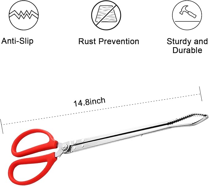 15 Inch Snake Feeding Tongs, Reptile Feeding Tongs,Snake Grabber Tool Stick Reptile Tongs for Lizard Reptiles,Snakes,Tank Accessories Terrarium Supplies (Curved Head)