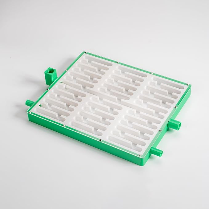 Educational Ant Farm Observation Nest, White and Green, Large Flat Terrarium with 4 Extension Ports, 2 Feeding Areas