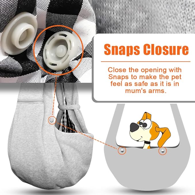 Tomkas Small Dog Sling Carrier - Zipper Pocket & Adjustable Strap & Zip Pocket - for 3-10 lbs Pets (Grey, M - Classic Pocket & Classic Strap)