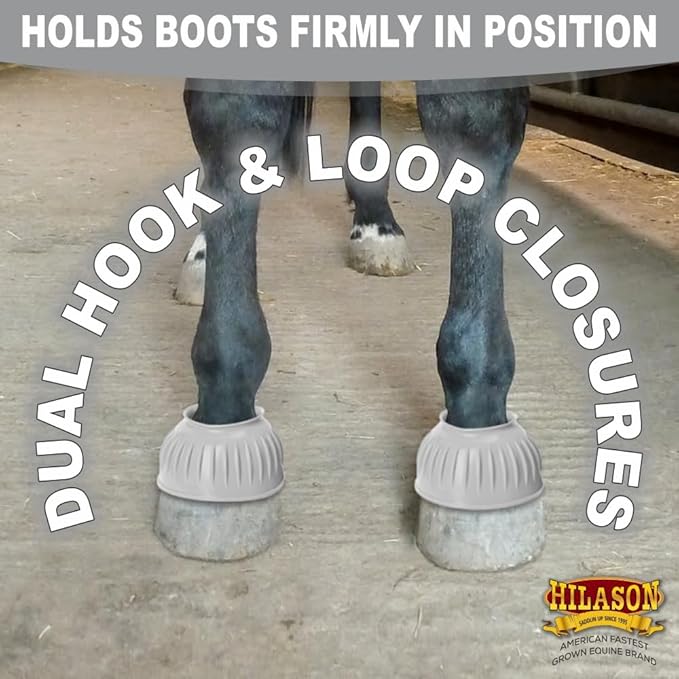 HILASON Western Horse Rubber PVC Ribbed Double Hook and Loop Bell Boots Training Protective Shock Absorbing Leg