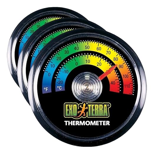 Exo Terra Thermometer for Reptile Terrarium – Provides Temperatures in Both Celsius and Fahrenheit (Pack of 3)