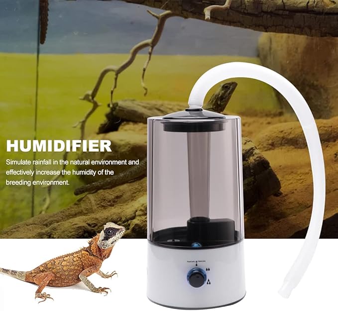 EKDJKK 4L Reptile Humidifier Fogger, Large Size High Pressure Silent Reptile Tank with Humidity Control and Hose for Reptiles, Amphibians, Herps, Compatible with All Terrariums, Cages, Enclosures
