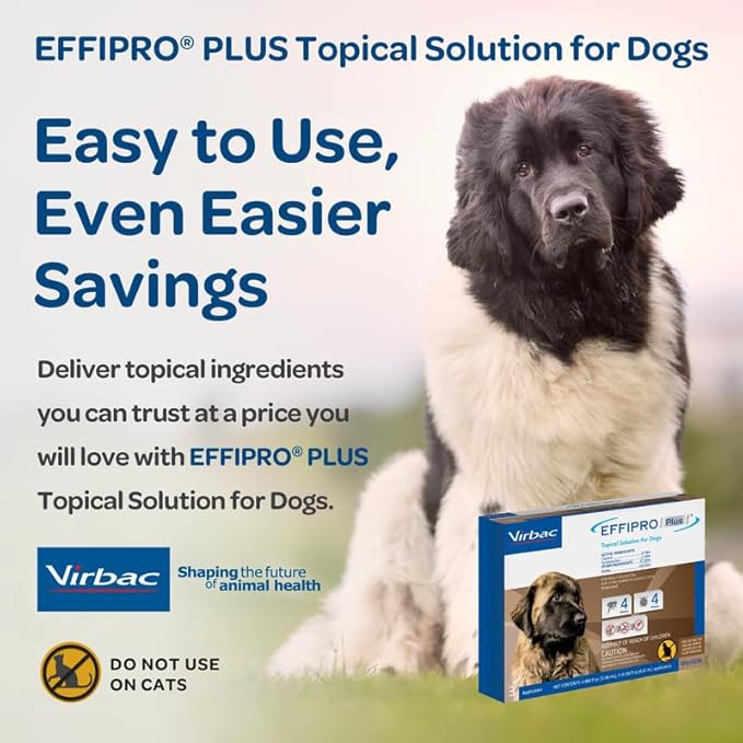 EFFIPRO PLUS Topical Solution for Dogs - Waterproof Dog Flea and Tick Treatment for X-Large Dogs (89-132lbs) 3 Doses by Virbac