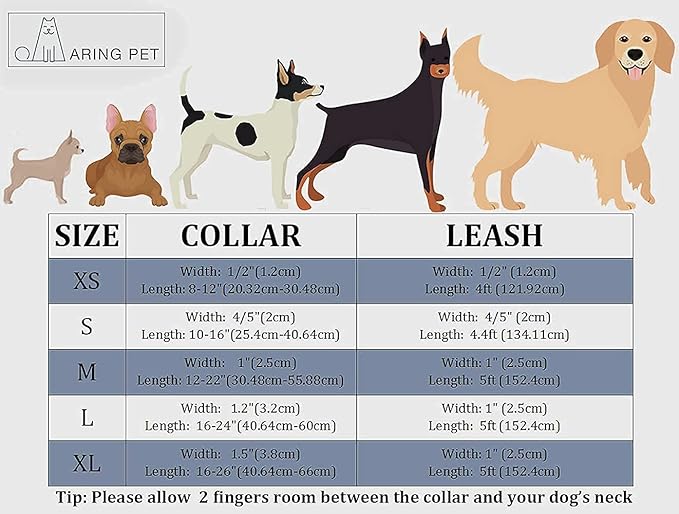 ARING PET Dog Collar and Leash Set, Soft White Velvet Dog Collar and Leash, Adjustable Collars for Dogs