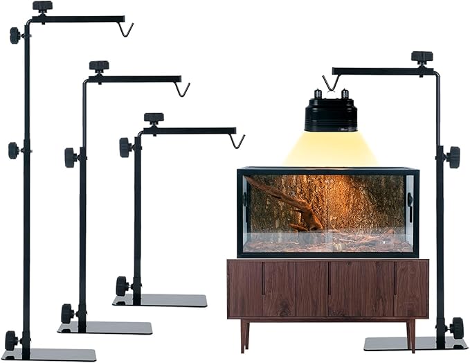 16.6-31 inch Reptile Lamp Stand, Adjustable Domes Heat Lamp Metal Bracket Floor Light Holder for Reptile Terrarium Lighting Heating Light and Dome lampshade.