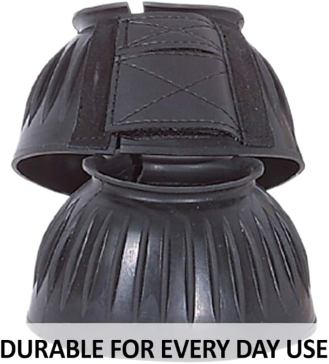 Dura-Tech Ribbed Rubber Double Lock Bell Boots for Horses | Ultimate Horse Protection | Heavy-Duty Impact Shield | No-Rub Design | Secure Double Lock Closure