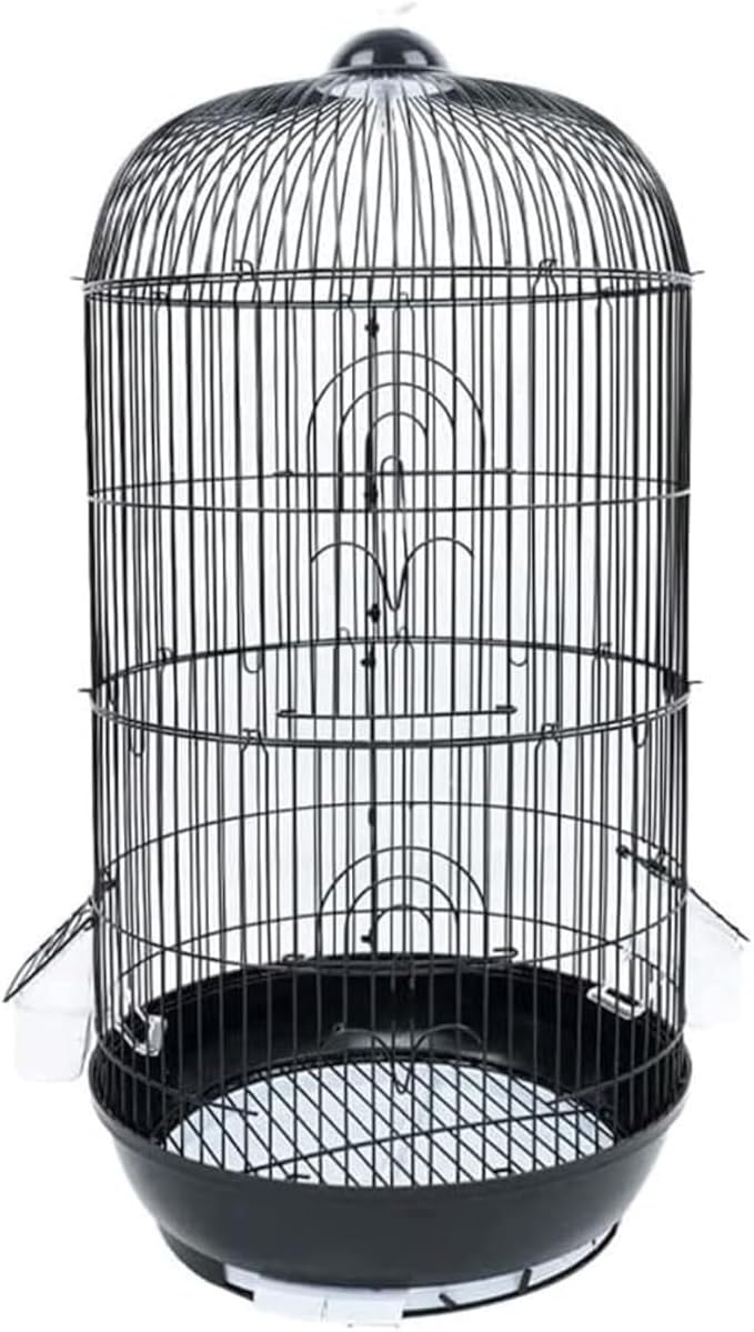 Bird Cage Parrot Cage Metal Bird Cage Round Bird House Carrier Wrought Iron Birdcage Portable Durable Bird Carriers for Indoor Flight Birdcage(Black,34 * 70cm)