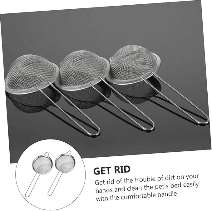POPETPOP 2pcs Reptile Box Sieve Shovel Lizard Dung Sieve Metal Mesh for Easy Cleaning