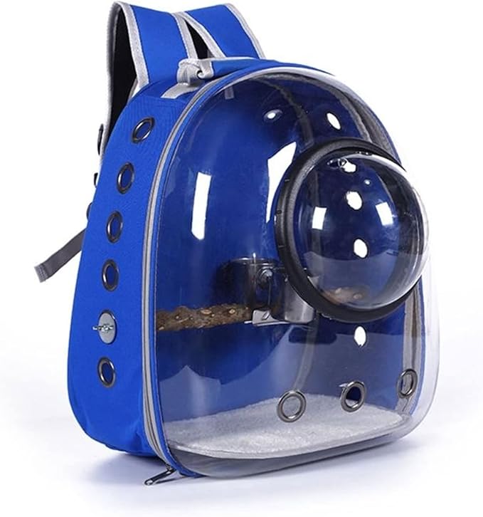 The Birdcage Lightweight Bird Carrier Backpack Travel Cage Bird Breathable Transparent Creative Space Cabin Shape Design Bird Utensils Parakeet Cage (Color : Deep Blue)