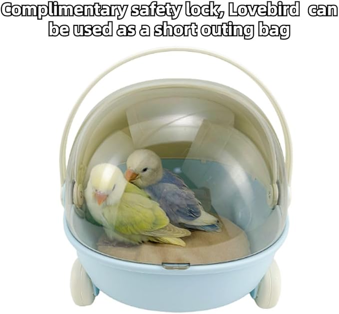 Bird Carrier Cage with Warm Nest, Cushion and Safe Lock, Portable Cages with Chain, Small Animals Travel Carrier Plastic Breathable Outgoing Box for Hamsters Lovebirds Budgies Sugar Gliders (Blue)