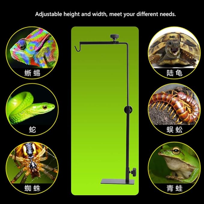 JTLB Reptile Lamp Stand, Adjustable Height and Width, Floor Light Stand, Bracket, Sunlamp Support Animal Turtles, Table, Glass Tank, Terrarium, Vivarium,
