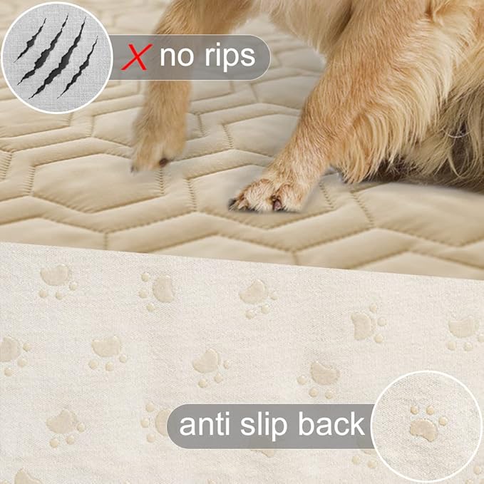 Tcksstex Waterproof and Anti-Slip Dog Bed Cover and Pet Blanket Sofa Pet Bed Mat ，car Incontinence Mattress Protectors Furniture Couch Cover for Most Cats Dogs, Pets (82x82- Beige)