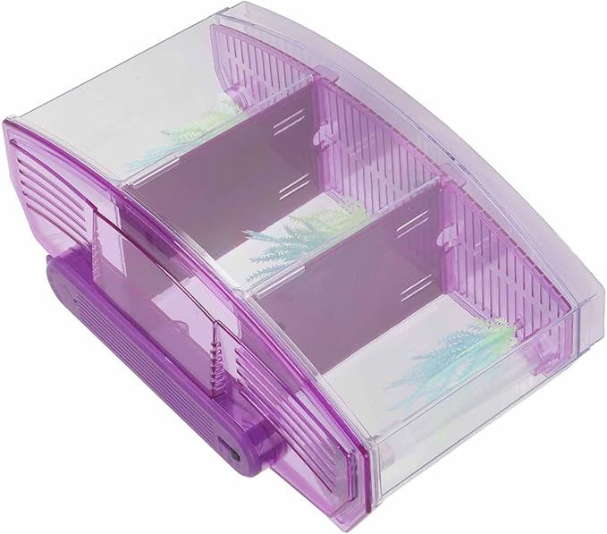 2 Betta Fish Tank With Divider, Aquarium Fish LED Acrylic Three Divisions Breeding Isolation Box for Small Fishes Aquarium Fish ()
