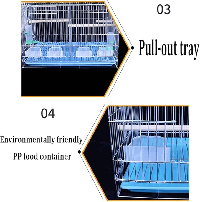 Elegant Birdcage Birdcages High Capacity Bird Carriers Double-Door Metal Bird Cage with Rolling Stand Large Square Bird House Carrier for Yard Exquisite beautif