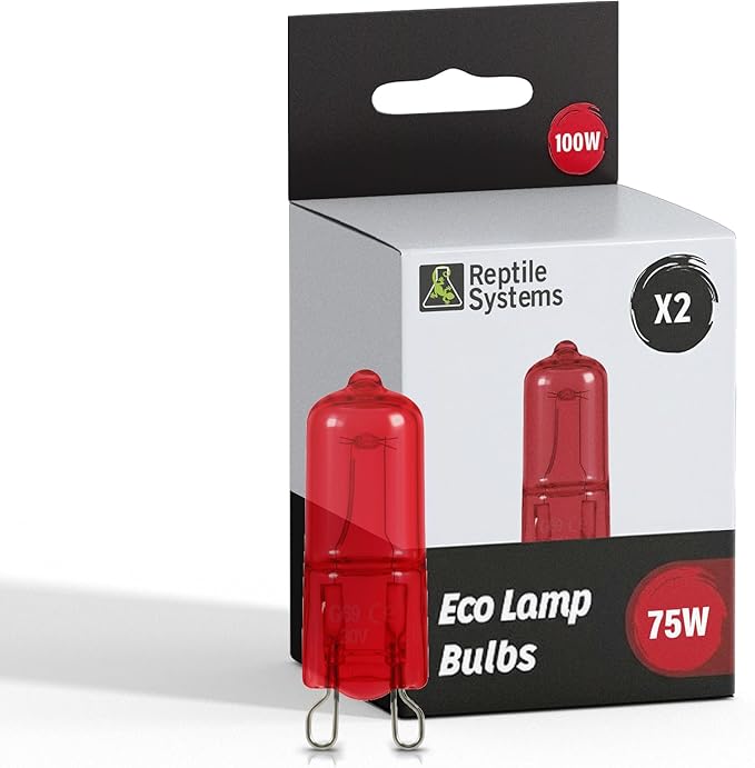 Reptile Systems Replacement Bulb Eco Halogen Red Spot Lamp – Red 75w, 2 Count – Replacement Bulb Kit for Reptiles & Amphibians – Light for Tanks, Vivariums & Crested Geckos
