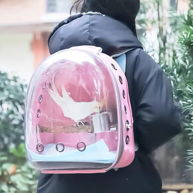 Birdcages Portable Bird Cage Parrot Carrier Backpack Travel Bag with Prech and Feeder Acrylic Transparent 360° Sightseeing Pet Accessories,Type B7