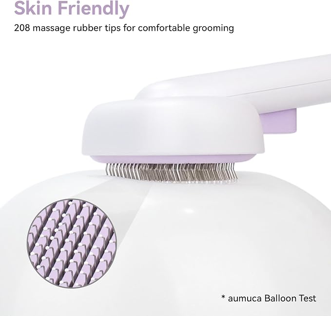 aumuca Cat and Dog Grooming Brush for Shedding, Removes Loose Fur from Long or Short Haired Pets - Ideal for Cats, Kittens, Rabbits, and More - Purple - Image 4