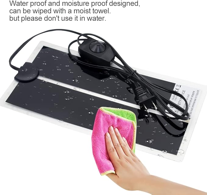 Reptile Heating Pad with Temperature Adjustment 7W/ 14W/ 20W Under Tank Terrarium Heater Heat Mat for Turtle, Tortoise, Snakes, Lizard, Gecko (7W)