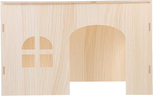 LUOZZY Wooden Hamster Hideout House Small Animal Wooden Hut Habitat Guinea Pig Chinchilla Hideout Hamsters Bunny Sleeping Hiding House