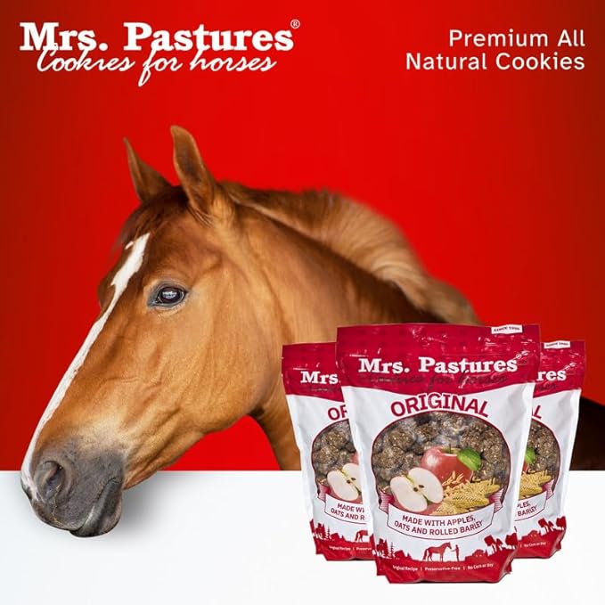 Mrs Pastures Cookies and Treats for Horses - Premium Horse Treats - Made with Apples, Oats, and Rolled Barley - Preservative Free - All Natural Ingredients - No Corn or Soy - Made in USA - (5lb Bag)
