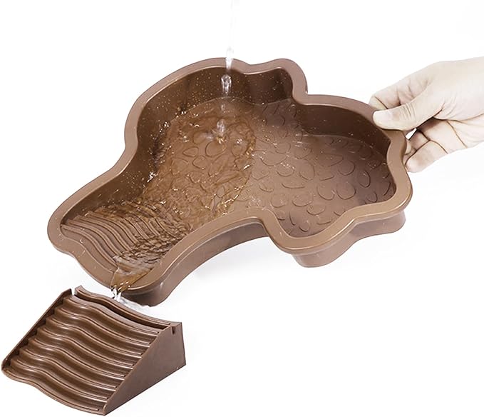 Pet Amphibian Basin – Turtle Bathing, Aquarium Climbing, Shower | Turtle Bathing for Reptiles, Aquatic Pets, Sunbathing, Swimming, and Outdoor or Indoor Relaxation
