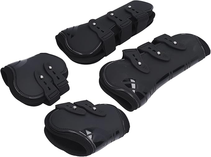 Horse Boots, 4Pcs PU Shell Protective Horse Tendon Boots, Horse Splint Boots for Front Legs and Rear Legs, Protective Horse Leg Wraps, Leg and Support for Riding, Jumping(XL)