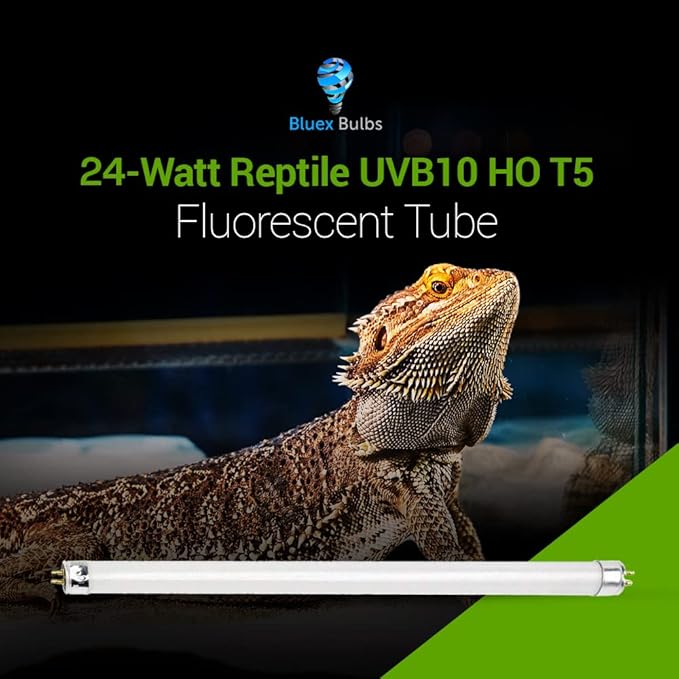 2 Pack 24W-Watt T5 HO Reptile Light Desert UVA UVB 10.0 Fluorescent Tube - 22" Terrarium Hood Light Suitable for Desert Reptile Lizards Bearded Dragons & Promotes Natural Behavior UVB Bulb (22Inch)