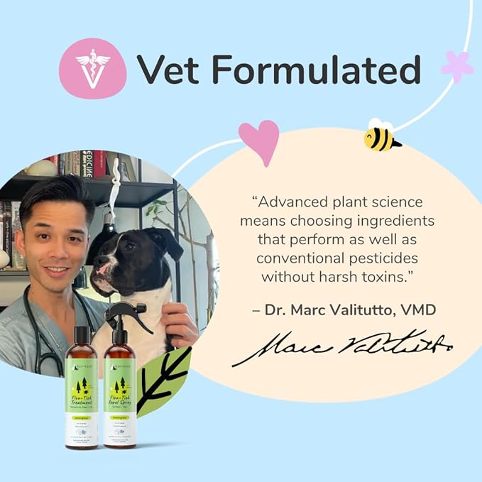 kin+kind Plant Based Flea and Tick Spray for Dogs and Cats – Essential Oil Formula with Lemongrass – Flea and Tick Prevention for Cats, Kittens, Puppies & Dogs - Pet Supplies - Family Safe – 32 fl oz