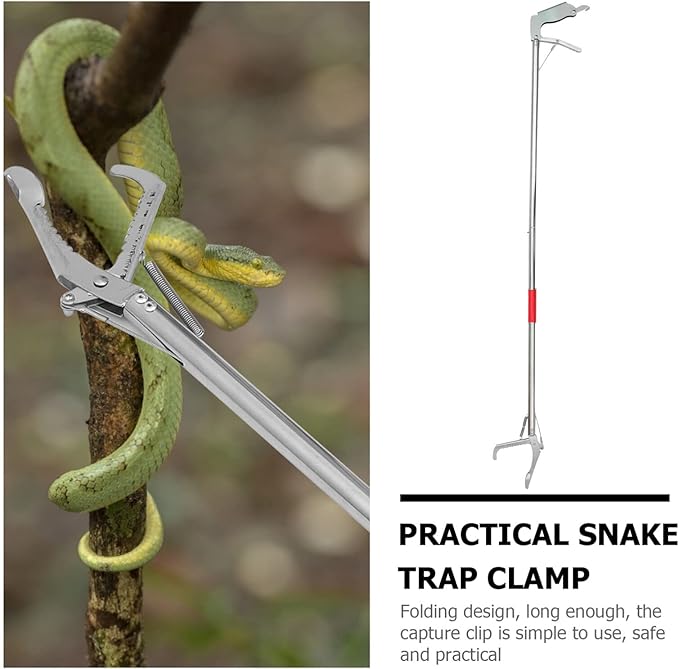 Totority Reptile Tongs Snake Grabber,59-inch Aluminum Alloy，Easy to Carry, Foldable and Light with Wide Jaw, Stainless Steel Professional Outdoor Catch