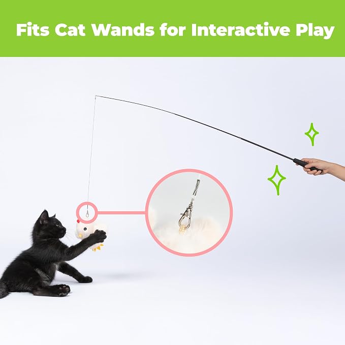 Best Pet Supplies Catify Interactive Flapping Cat Toy - Chick, Beige - Image 8