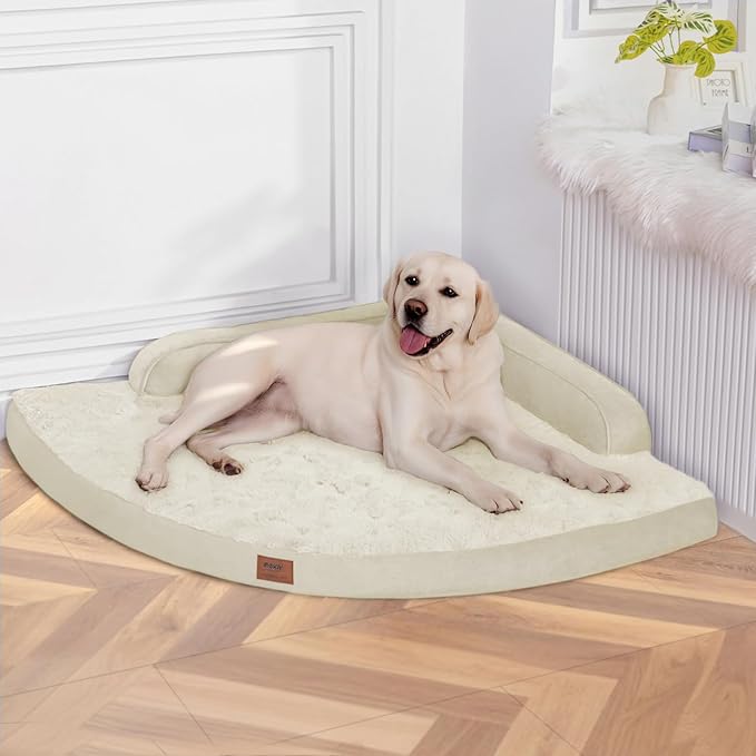 MEKIY Large Orthopedic Dog Bed with Sides XXL Dog Beds with Removable Washable Cover Non-Slip Waterproof Pet Bed for Extra Large Dogs - Beige XXL