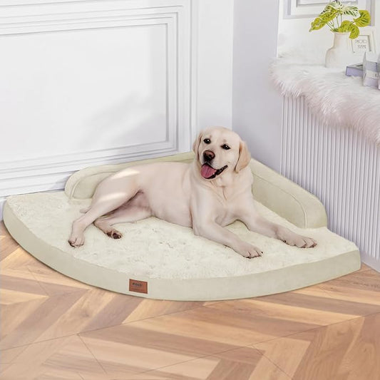 MEKIY Large Orthopedic Dog Bed with Sides XXL Dog Beds with Removable Washable Cover Non-Slip Waterproof Pet Bed for Extra Large Dogs - Beige XXL