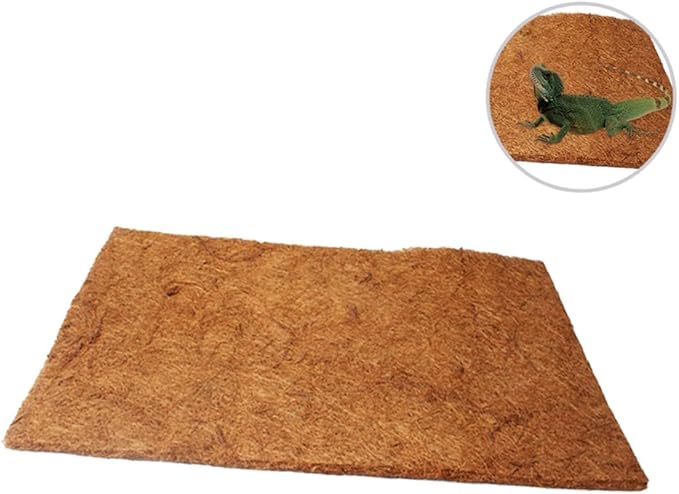 Happyyami 2pcs Natural Coconut Fiber Reptile Bedding Mat Wear-Resistant Cushion for Tortoise and Other Pets Breathable Substrate for Terrarium and Reptile Habitat