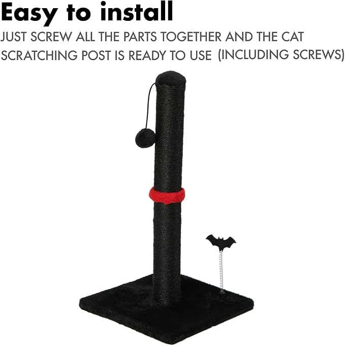 MECOOL Cat Scratching Post Premium Sisal Scratch Posts with Hanging Ball Vertical Scratcher for Indoor Cats and Kittens,Black - Image 7