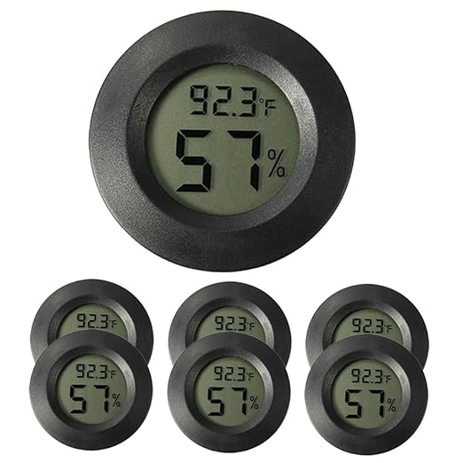Mikikit 7pcs Reptile Tank Accessories Mini Electronic Hygrometer Thermometer Digital Display Accurate Humidity Temperature Gauge
