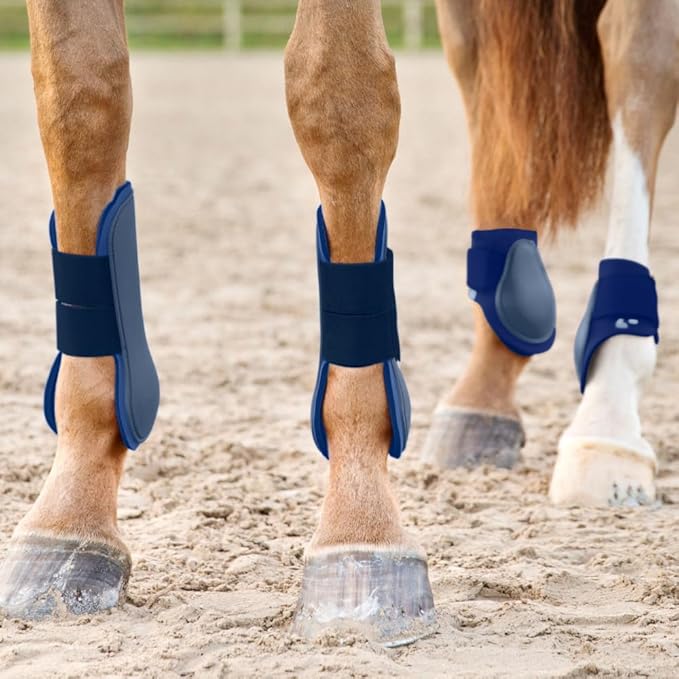 HORZE Chicago Protective Horse Tendon Boots - Lightweight Open Front Boots for Jumping, Trail Riding, and Turnout (Pair) - Chocolate Brown - Pony