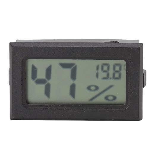 Alomejor LCD Digital Thermometer Hygrometer High Accuracy for Cigar Cabinet LCD Display for Breeders, Guitar Boxes Plastic, 1.9 X 0.6in