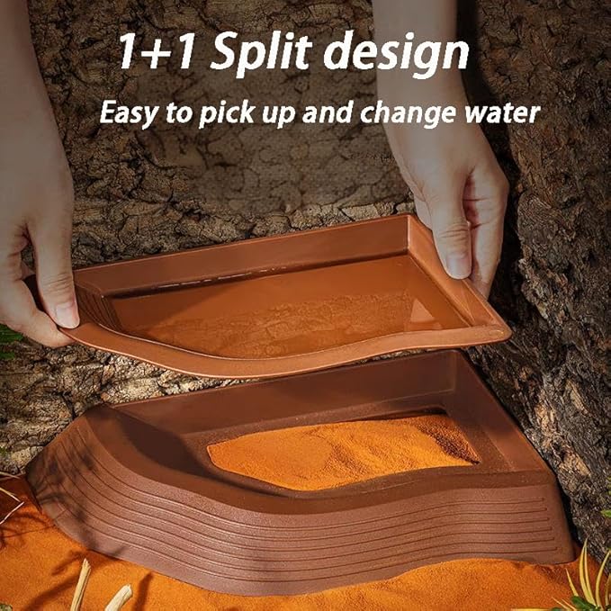 3PCS Tortoise Water Bowls with Ramp Leaf Tortoise Food Dish Reptile Food Water Bowls Reptile Bathing Pool Aquarium Ornament for Gecko, Snake, Turtle, Bearded Dragon, Lizard Small