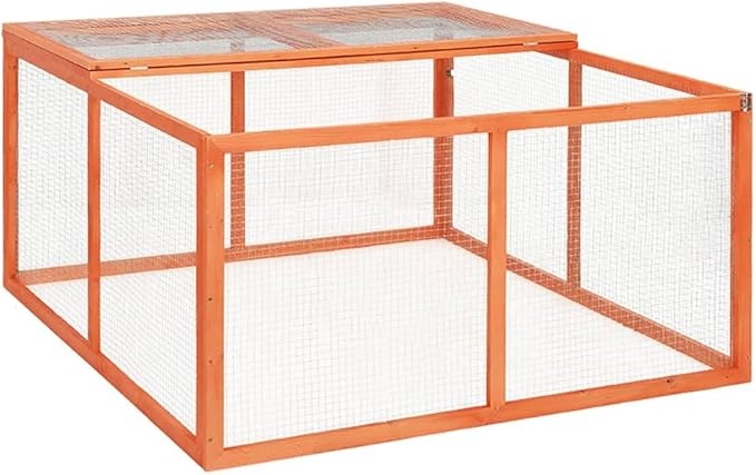 vidaXL Rabbit Hutch - Solid Firwood and Steel Wire - Outdoor Design - Suitable for Small Animals -Easy Assembly- Openable Roof - Cali Prop 65 Warning