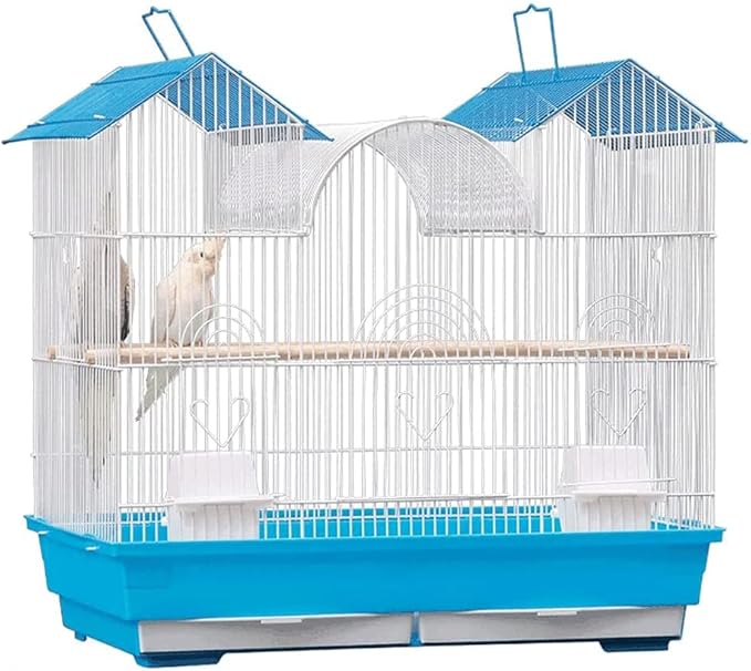 Elegant Birdcage 24inch Wrought Iron Birdcages Portable Bird Cage Hanging Bird Carriers Large Bird Flight Cage with Rolling Stand for Outdoor Exquisite Beautifu，Birdcage