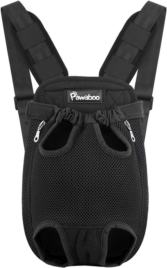 Pawaboo Adjustable Dog Carrier Backpack, Pet Front Cat Carrier Bag for Traveling Hiking, Pet Carriers Backpack for Small Dogs Puppies Cats 8-12lbs, L, Black