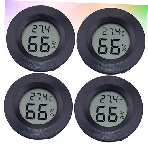 HANABASS 2sets Digital Temperature Humidity for Reptile Pets Acrylic Hygrometer Thermometer Compact and Lightweight for Home and Pet Store Use Black 4pc*2