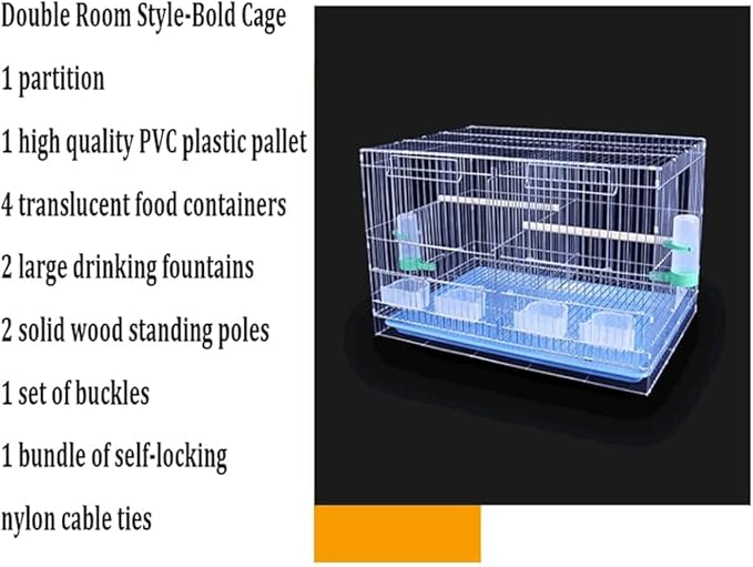 Elegant Birdcage Birdcages High Capacity Bird Carriers Double-Door Metal Bird Cage with Rolling Stand Large Square Bird House Carrier for Yard Exquisite beautif