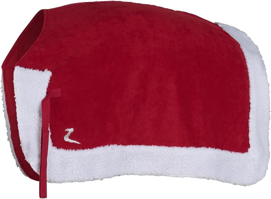 HORZE Santa Christmas Fleece Horse Quarter Sheet Riding Blanket with Faux Fur - Red - Pony