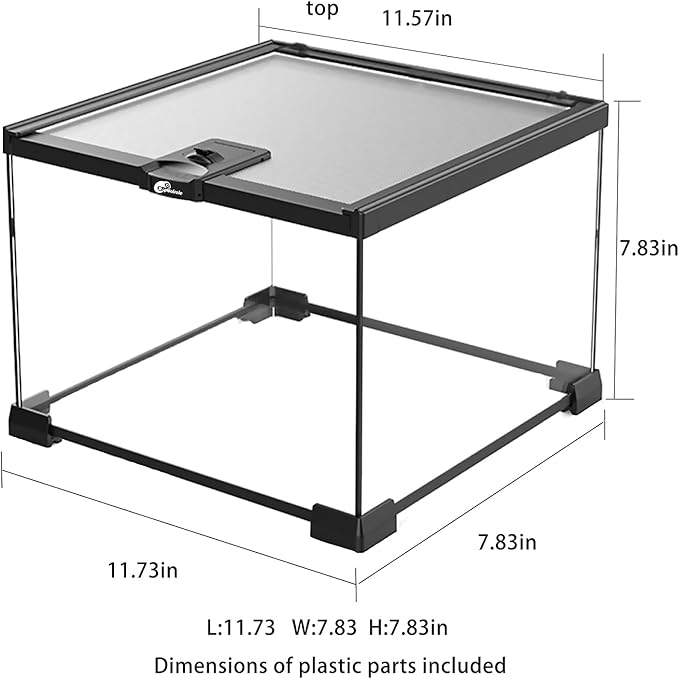 Gallon Full Glass Reptile Tank, Medium Terrarium for Gecko, Hermit Crab, Hognose Snake & More, with Top Screen Ventilation & Easy Feeding
